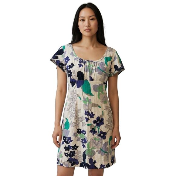 Boden Floral Mini Dress lightweight slim fit 100% cotton unlined sz 4 Petite 4P - Picture 1 of 16